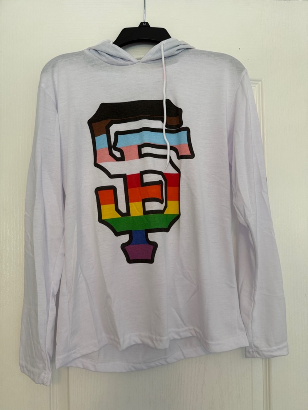 San Francisco Giants White Hooded Long-Sleeve Tee with Rainbow Graphic (Pride 🌈)